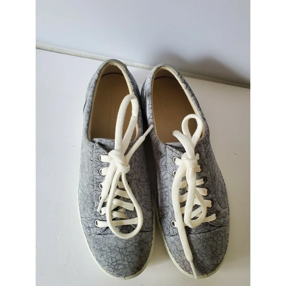 ECCO Soft 7 Sneakers in Warm Grey Cement Print Cow Nubuck US Women’s Size 7